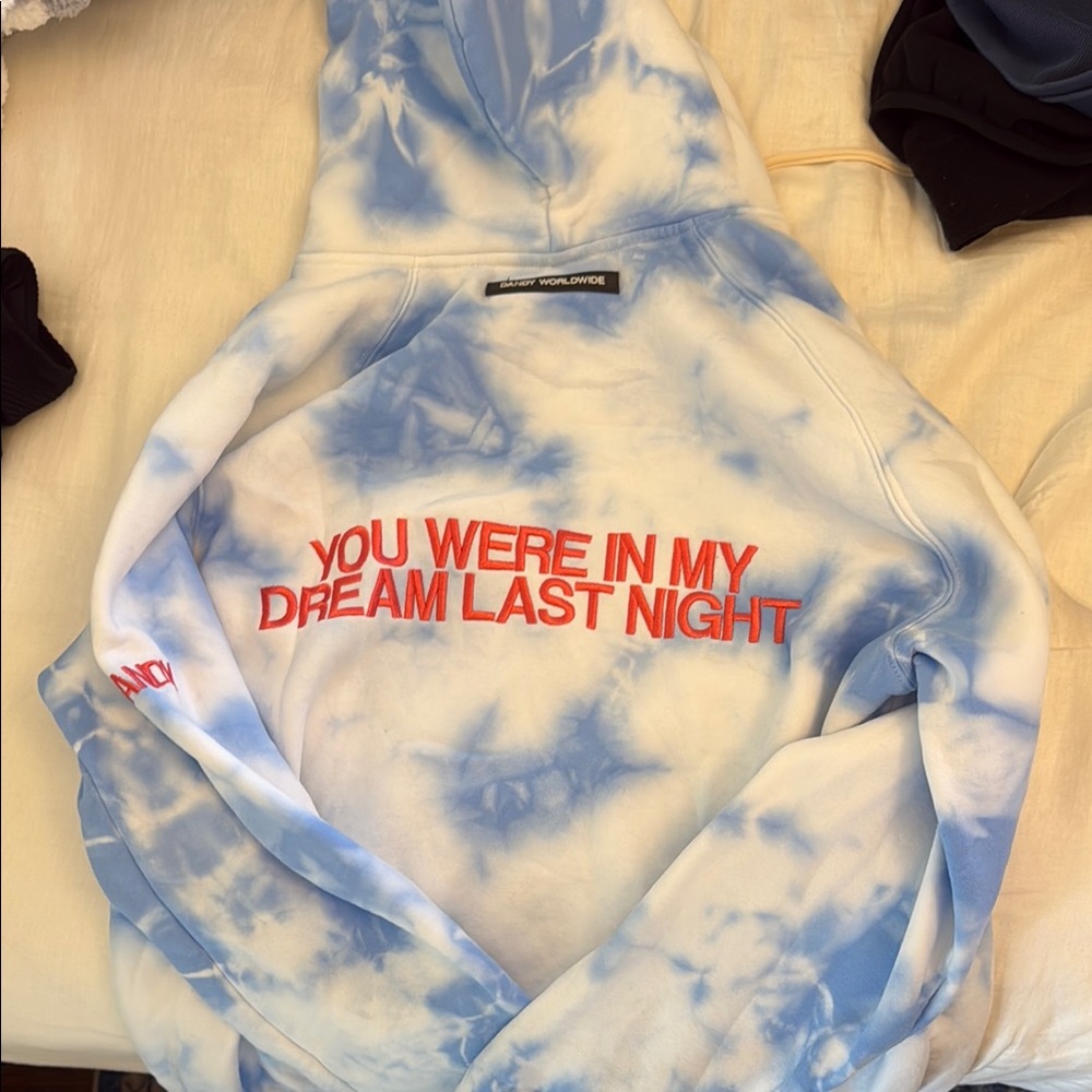 Blue Tie dye Dandy “You were in my dream last night” hoodie